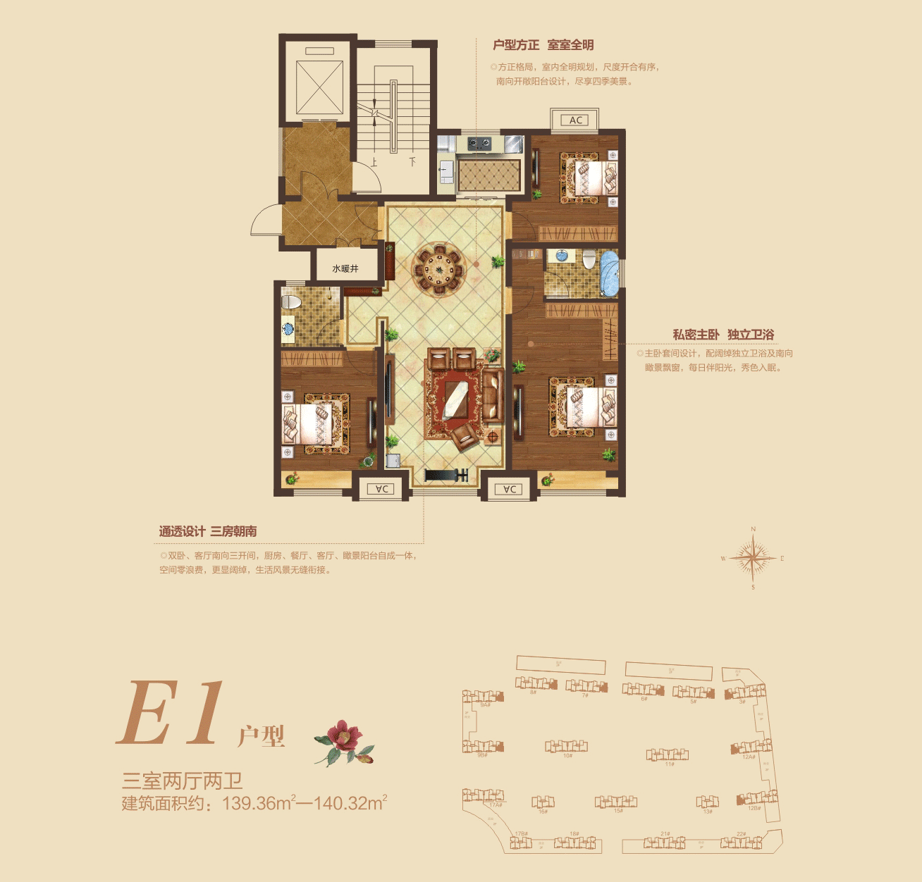 濮阳荣域花果园二期天鹅堡3居室户型_图片大全-濮阳