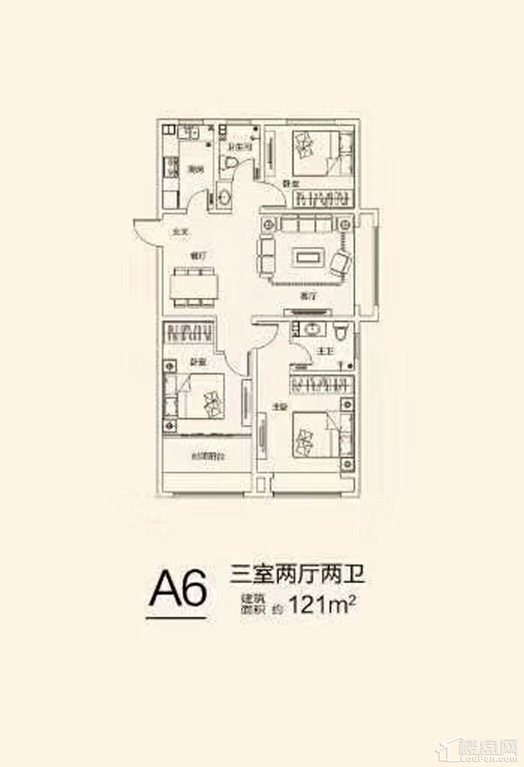 泰安开元盛世信园3室2厅2卫户型图-泰安楼盘网