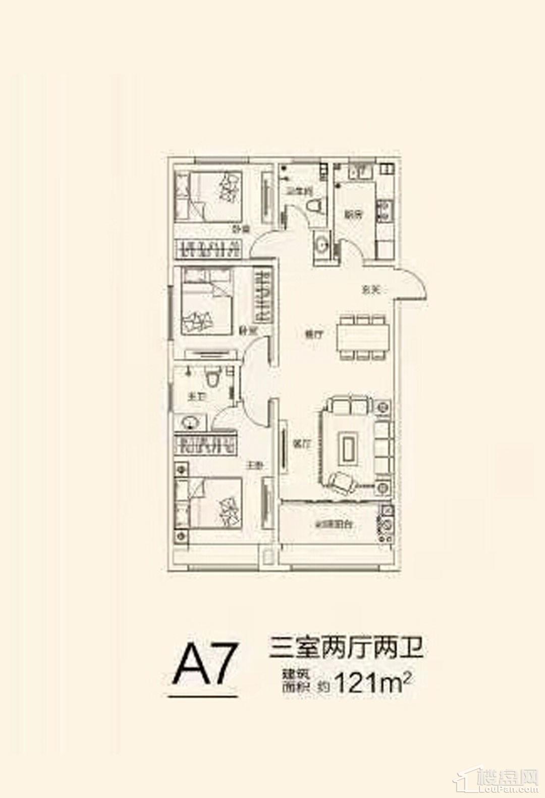 泰安开元盛世信园3室2厅1卫户型图-泰安楼盘网