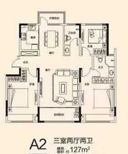 泰安开元盛世信园3室2厅2卫户型图-泰安楼盘网