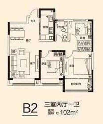 泰安开元盛世信园3室2厅2卫户型图-泰安楼盘网