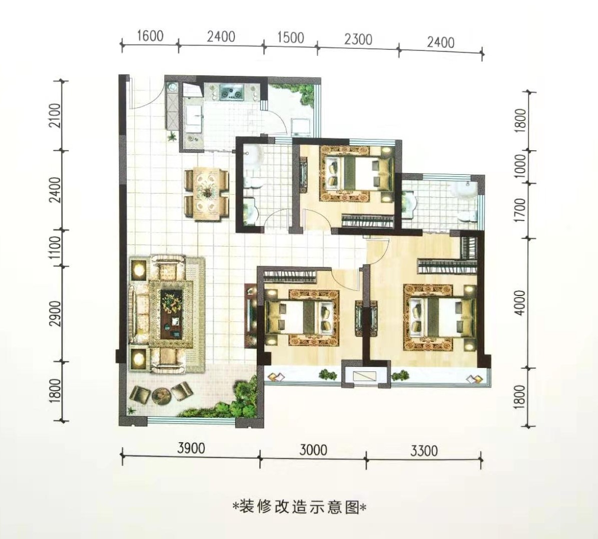 南充翰林锦府4室2厅2卫户型图-南充楼盘网