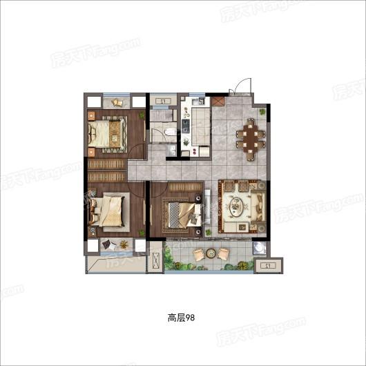 溧阳铂悦时代3室2厅2卫户型图-溧阳楼盘网