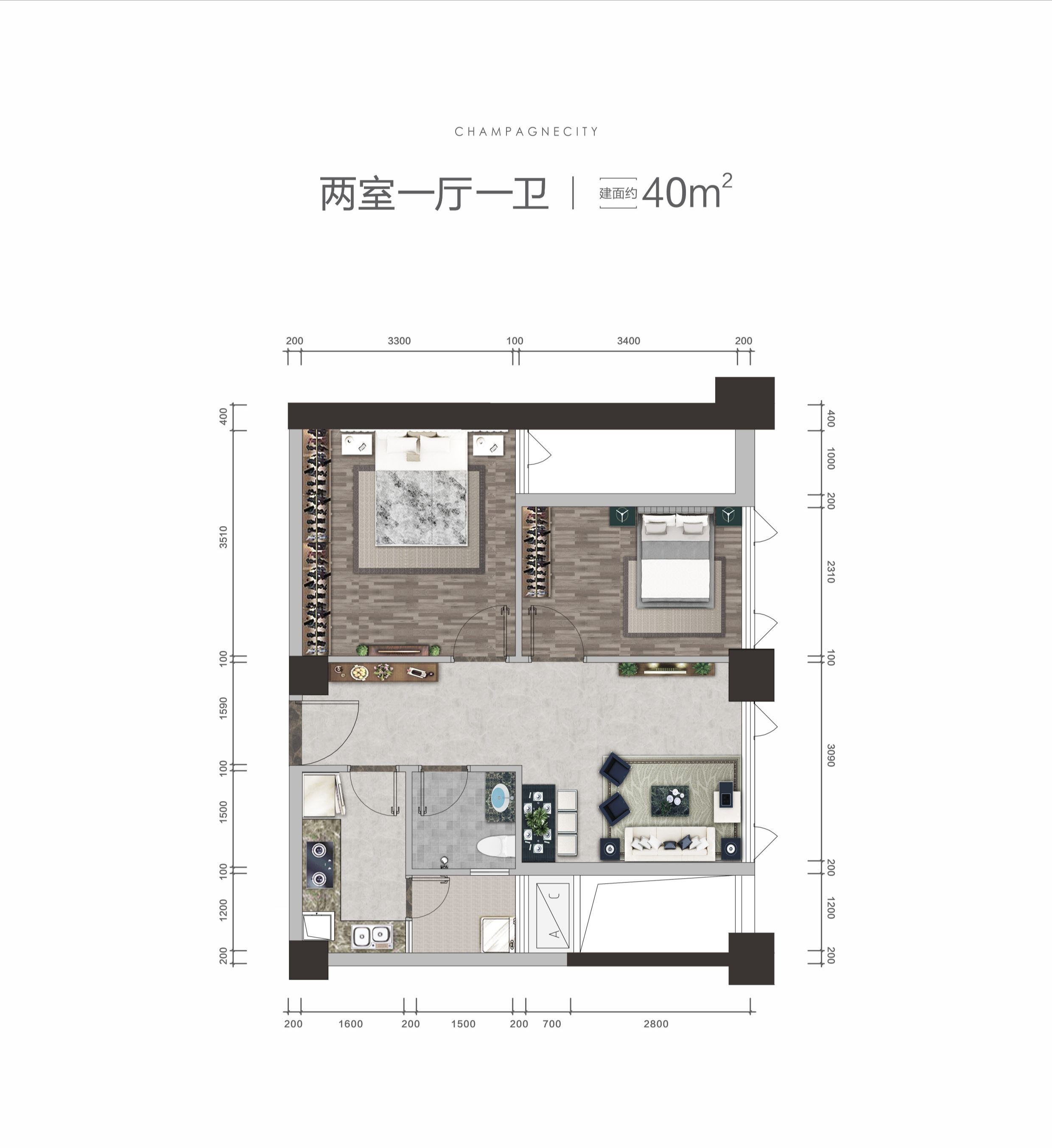 成都新房 龙泉驿区楼盘 西河楼盘 > 香槟城(公寓) 40平