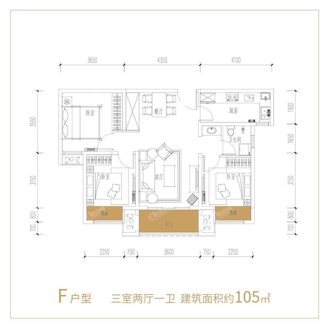 濮阳开州百子园3室2厅1卫户型图-濮阳楼盘网