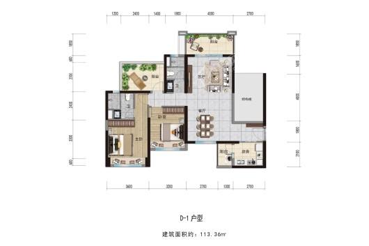 徐闻·鼎龙城d-1户型 3室2厅2卫1厨