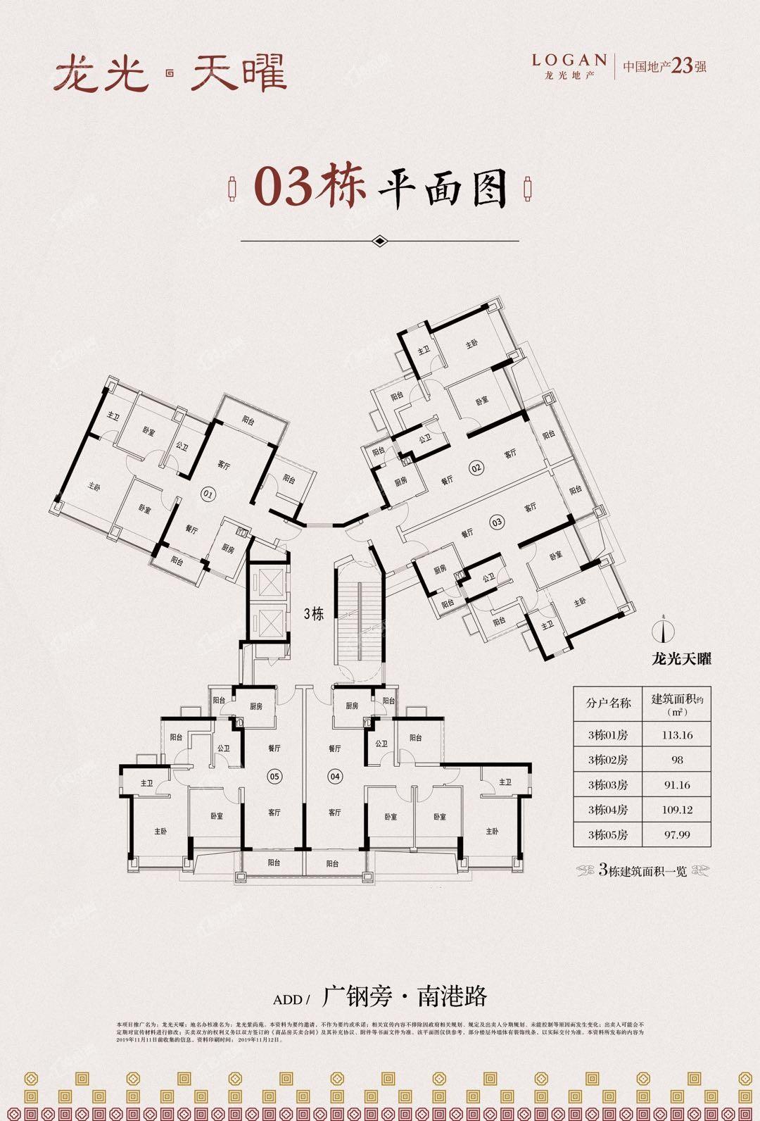 佛山龙光天曜3室2厅2卫户型图-佛山楼盘网