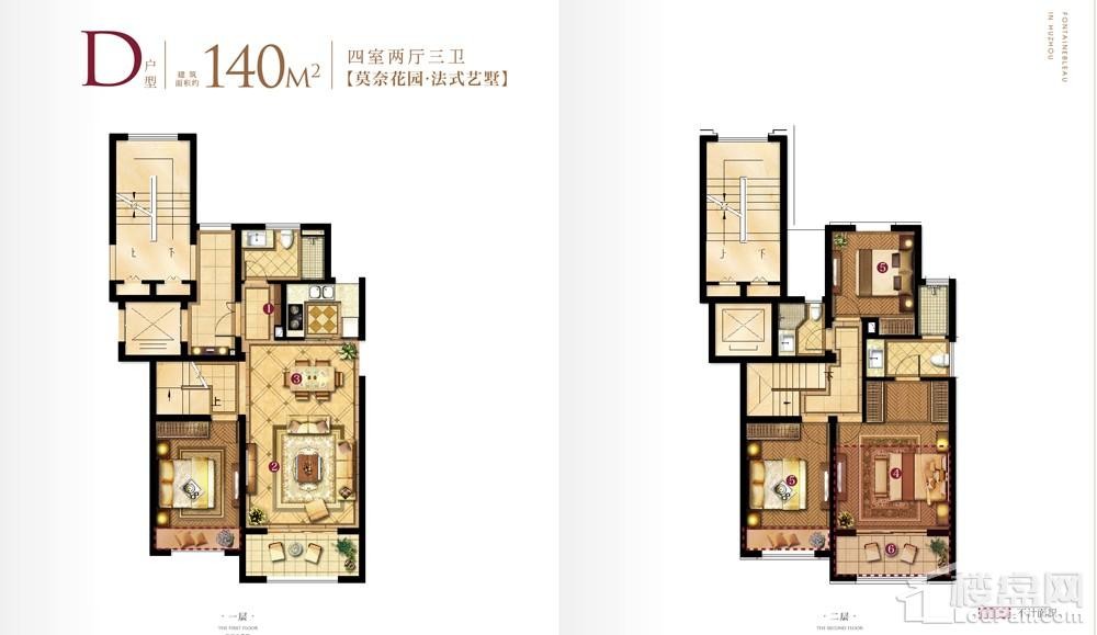 嘉善港达枫丹壹号3室2厅2卫户型图-嘉善楼盘网