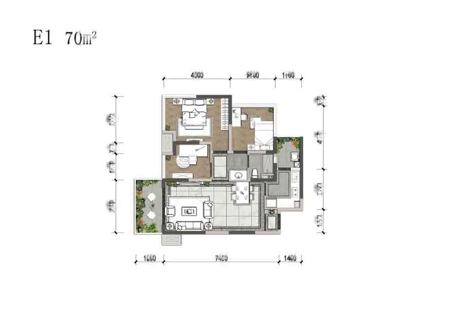 成都天府中心城3室2厅1卫户型图-成都楼盘网