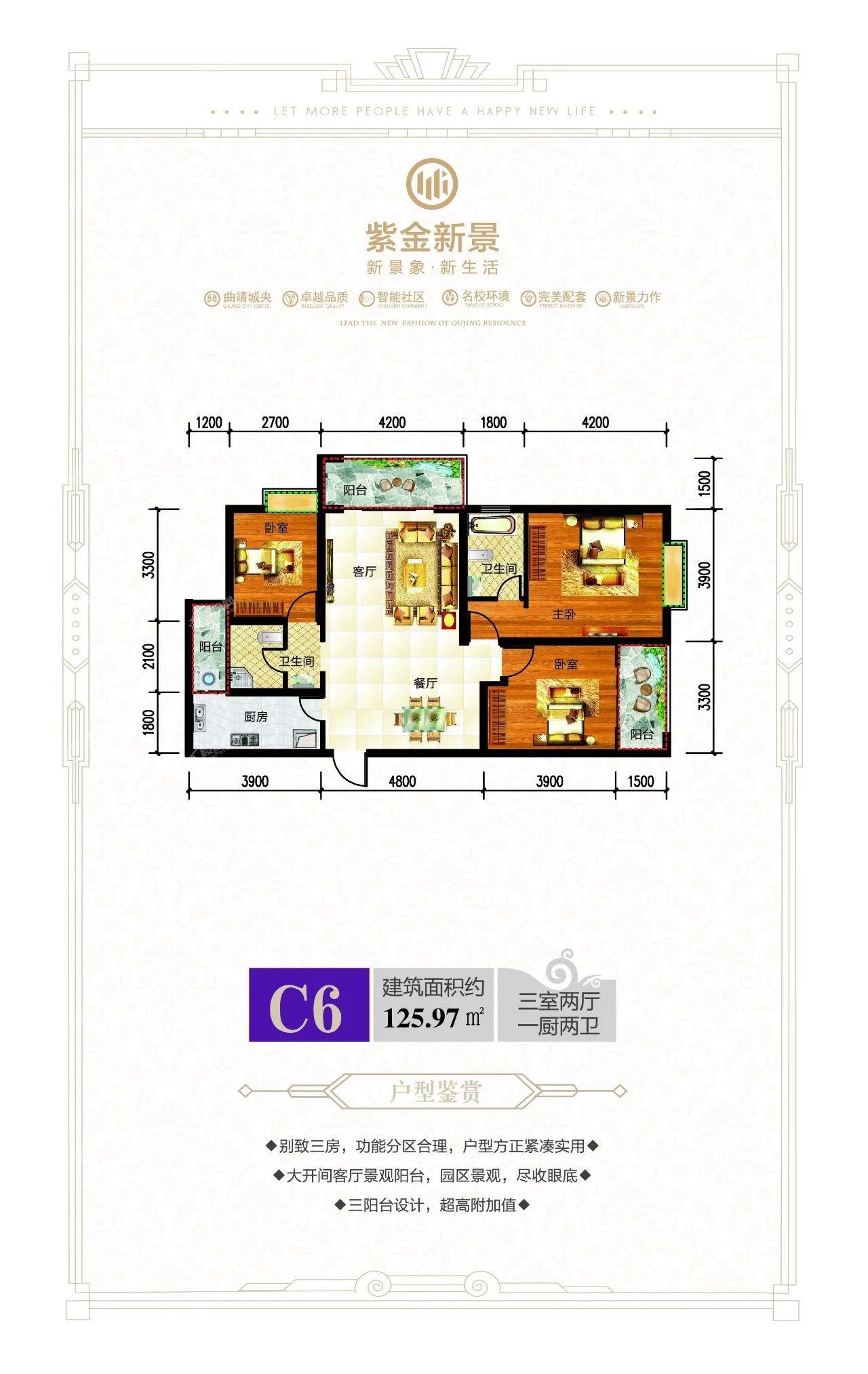 曲靖紫金新景户型图3