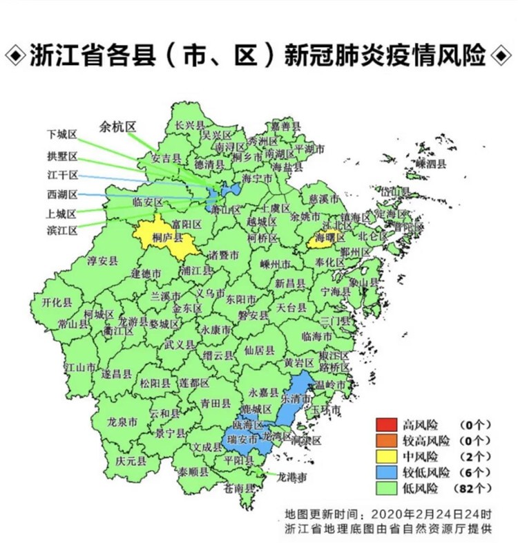 区)新冠肺炎疫情风险图,宁波10个区县市中—江北,鄞州,北仑,镇海