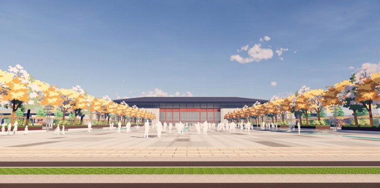 新建龙川西站正面透视效果图