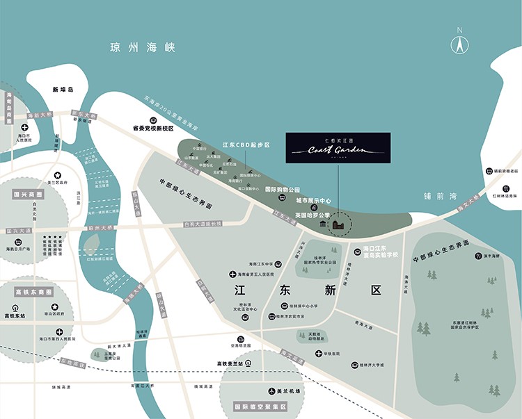 海南楼市 房产楼讯 在区域交通上仁恒滨江园位于海口江东新区,自由