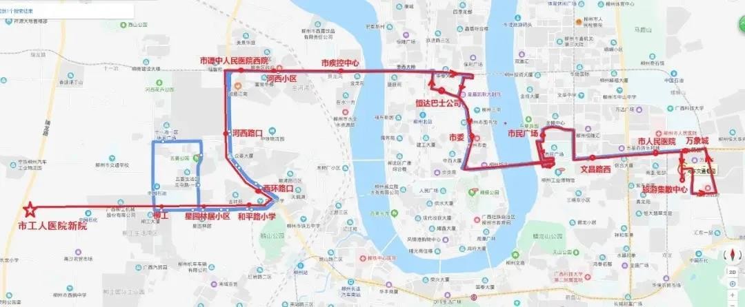 柳州再增两条通往柳州市工人医院新院的公交专线市民广场专线和五菱