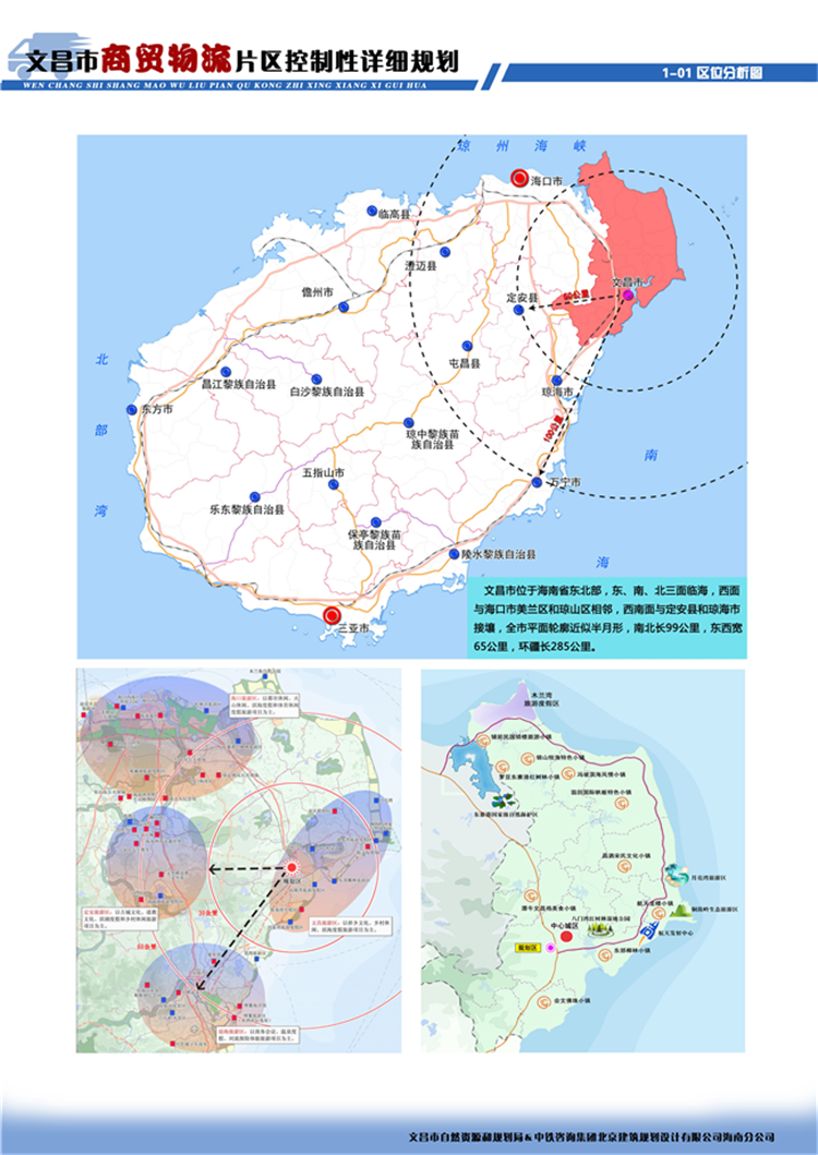 市商贸物流片区控制性详细规划》公示启事显示,文昌将在 东至海南环