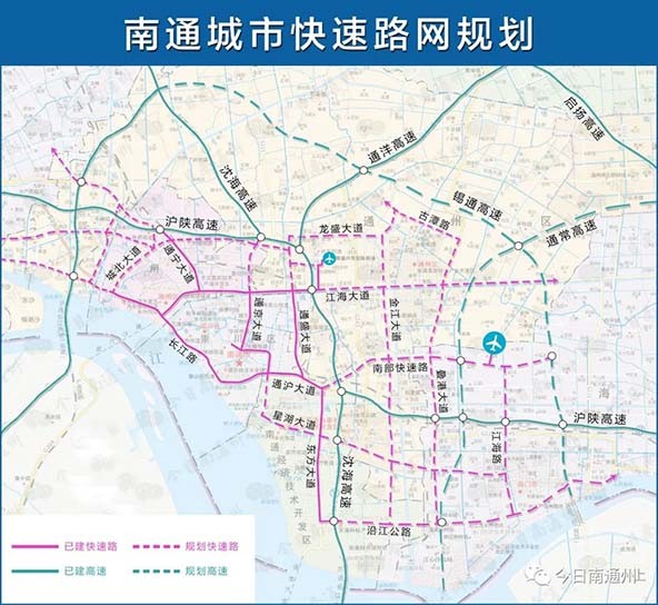 南通城市快速路网规划示意图