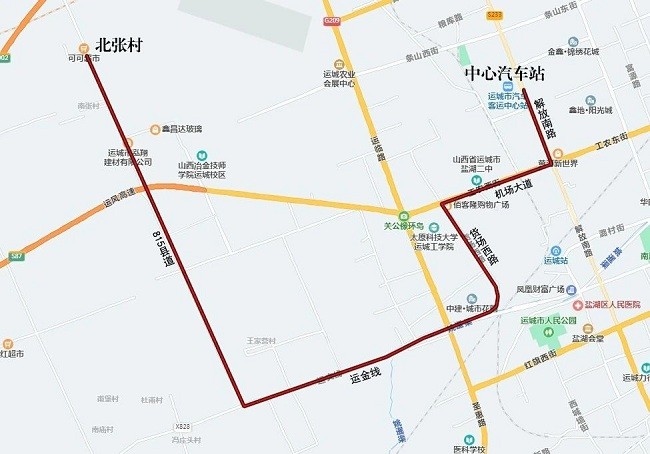 运城22路公交车路线示意图