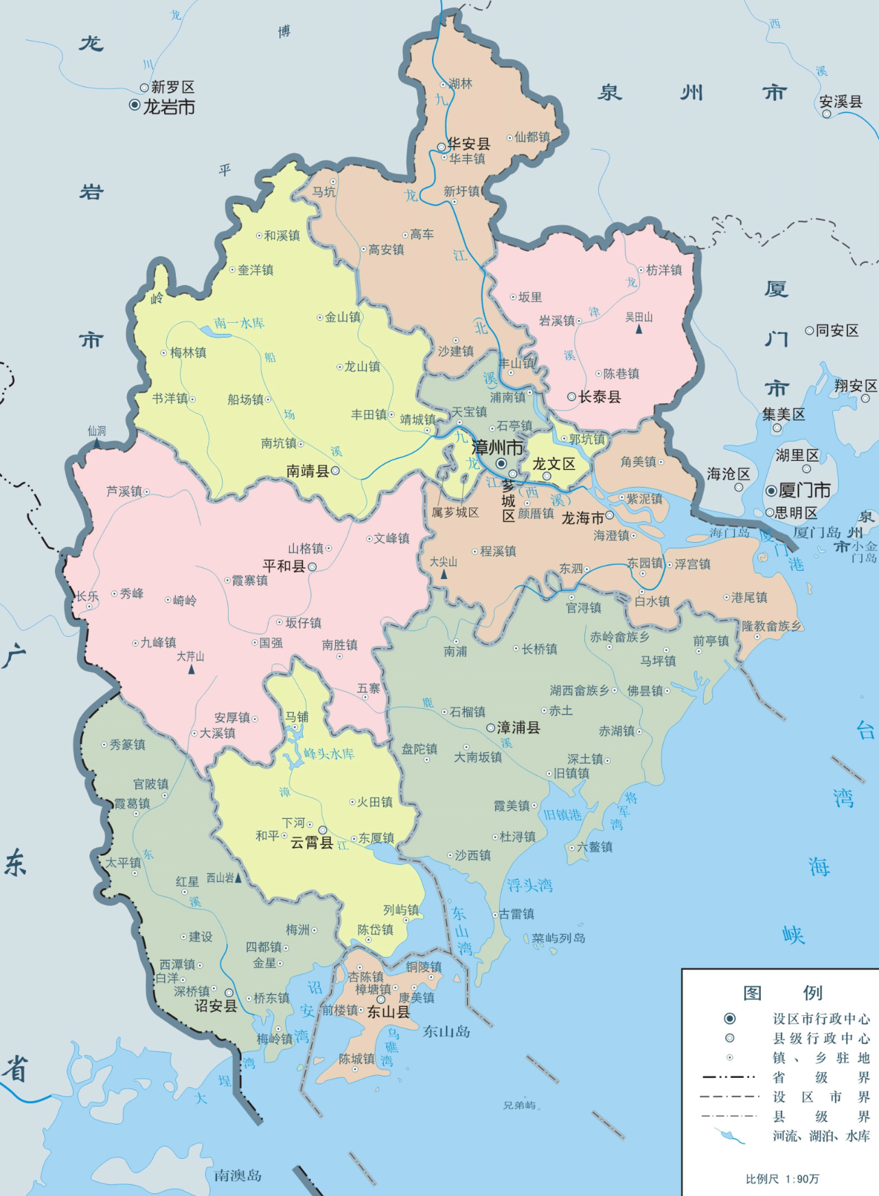 漳州市行政区划地图