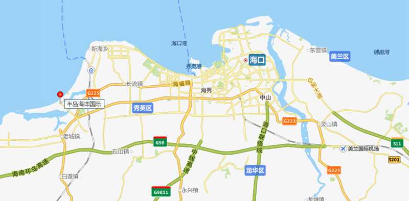 半岛海洋国际位于澄迈县老城开发区盈滨半岛永庆路半岛,项于盈滨半岛