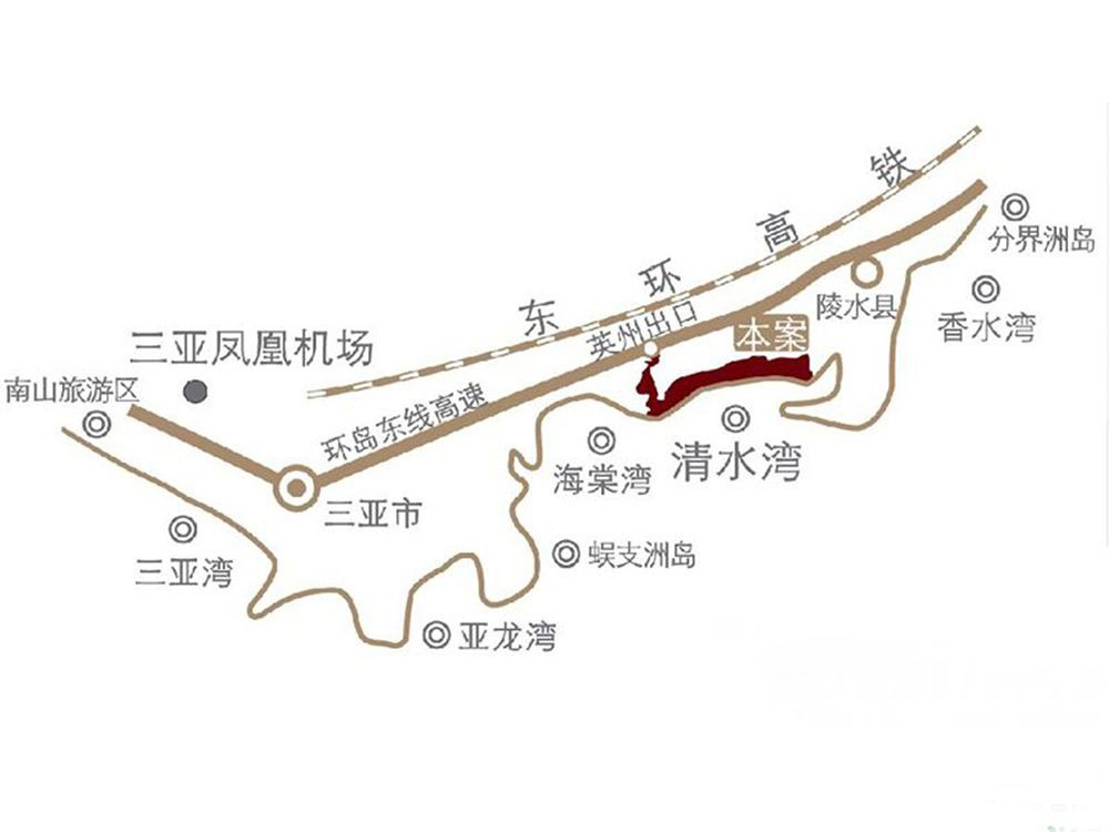 雅居乐清水湾位于海南岛的东南沿海,具体是陵水县英州镇清水湾大道