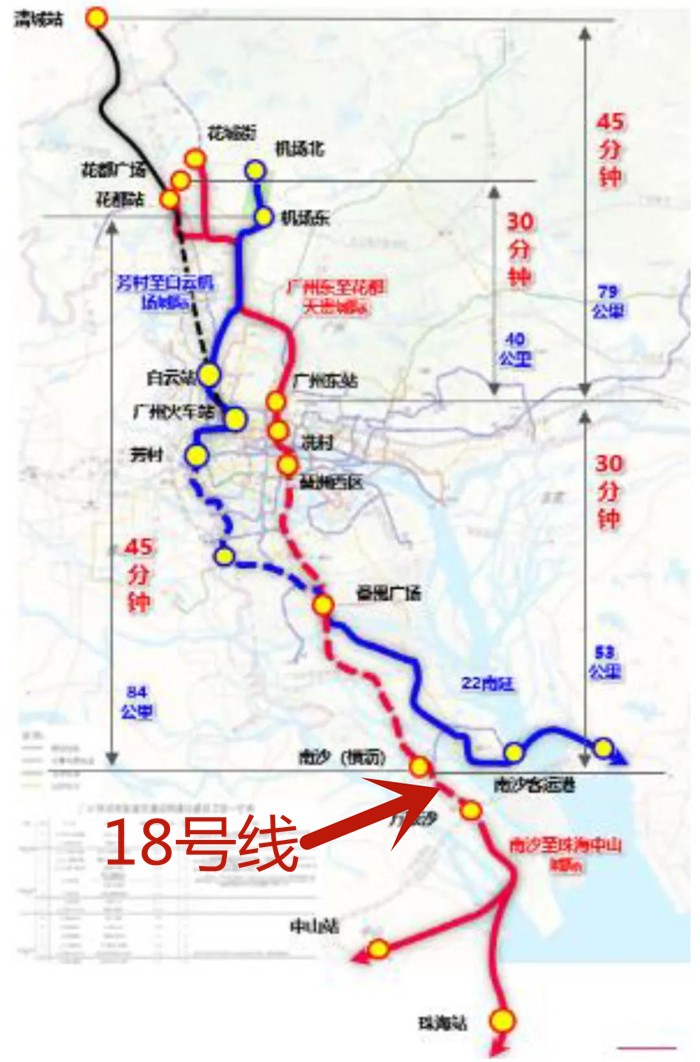 广州地铁18号线中山段拟运行车次曝光