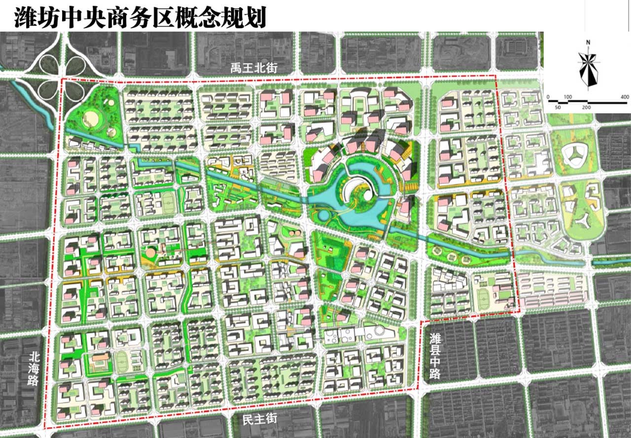 潍坊房地产>潍坊楼市>楼盘导购> 中央商务区总体功能结构分为"一核一