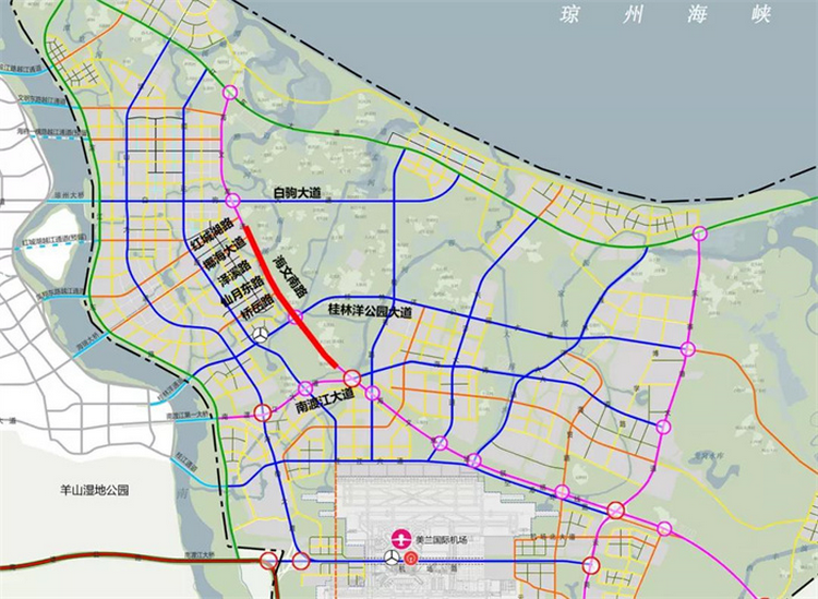 海口江东新区这条城市主干道一期改造工程开建最新进展