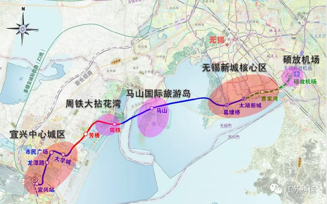 沿路设宜兴站,龙潭路站,东氿广场,大学城站,芳桥站和周铁站,共计建设