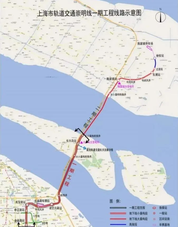 崇明岛地铁路线图