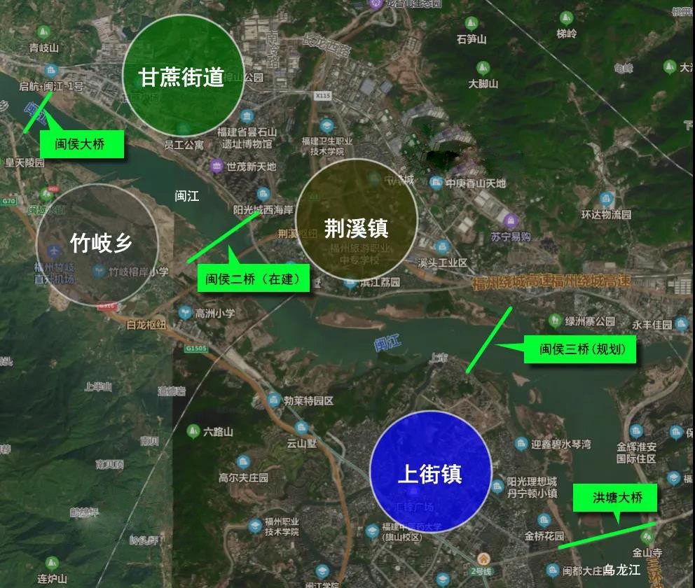 随着越来越多城建配套的投入使用,未来闽侯荆溪,甘蔗,竹岐,上街将得以