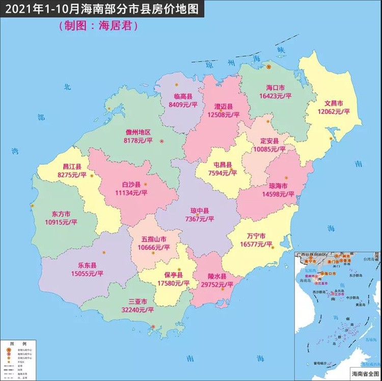 2021年110月海南房价地图出炉海口房价约16423元平同比增长