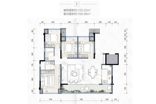 重庆金科博翠未来4室2厅2卫户型图-重庆楼盘网