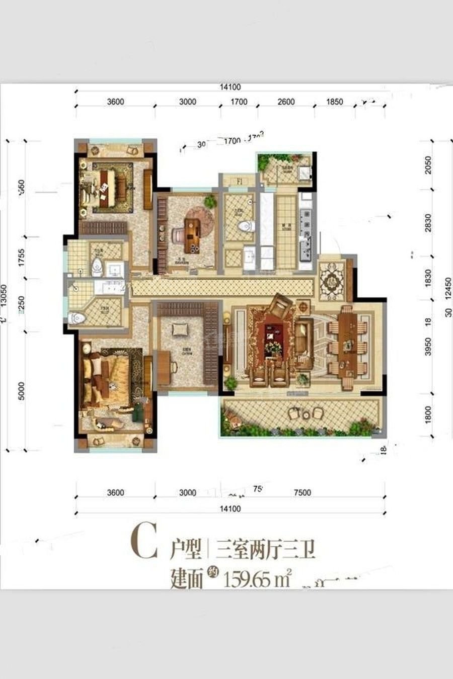 成都蓉海悦府4室2厅2卫户型图-成都楼盘网