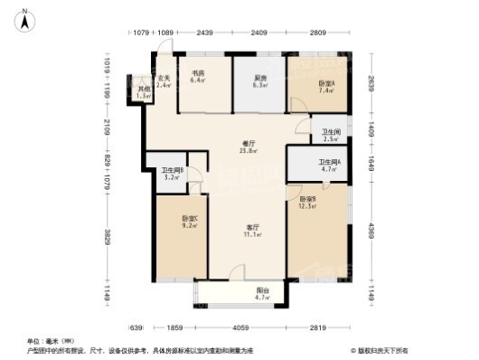 万科翡翠观澜4居室户型图