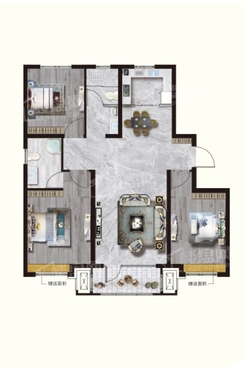 唐山乐亭金茂华府3室2厅2卫户型图-唐山楼盘网