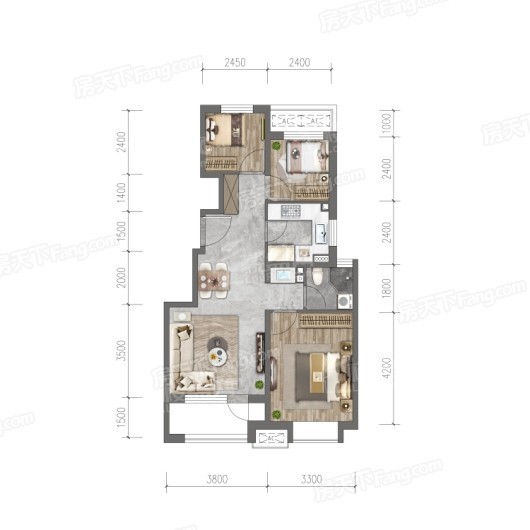 北京中建京西印玥3室2厅2卫户型图-北京楼盘网