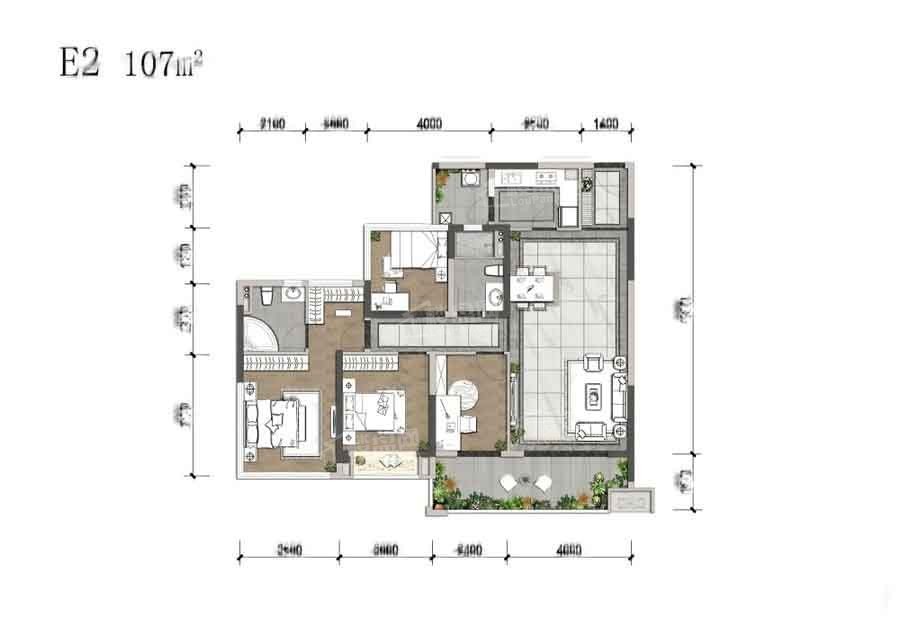 成都天府中心城4室2厅2卫户型图-成都楼盘网