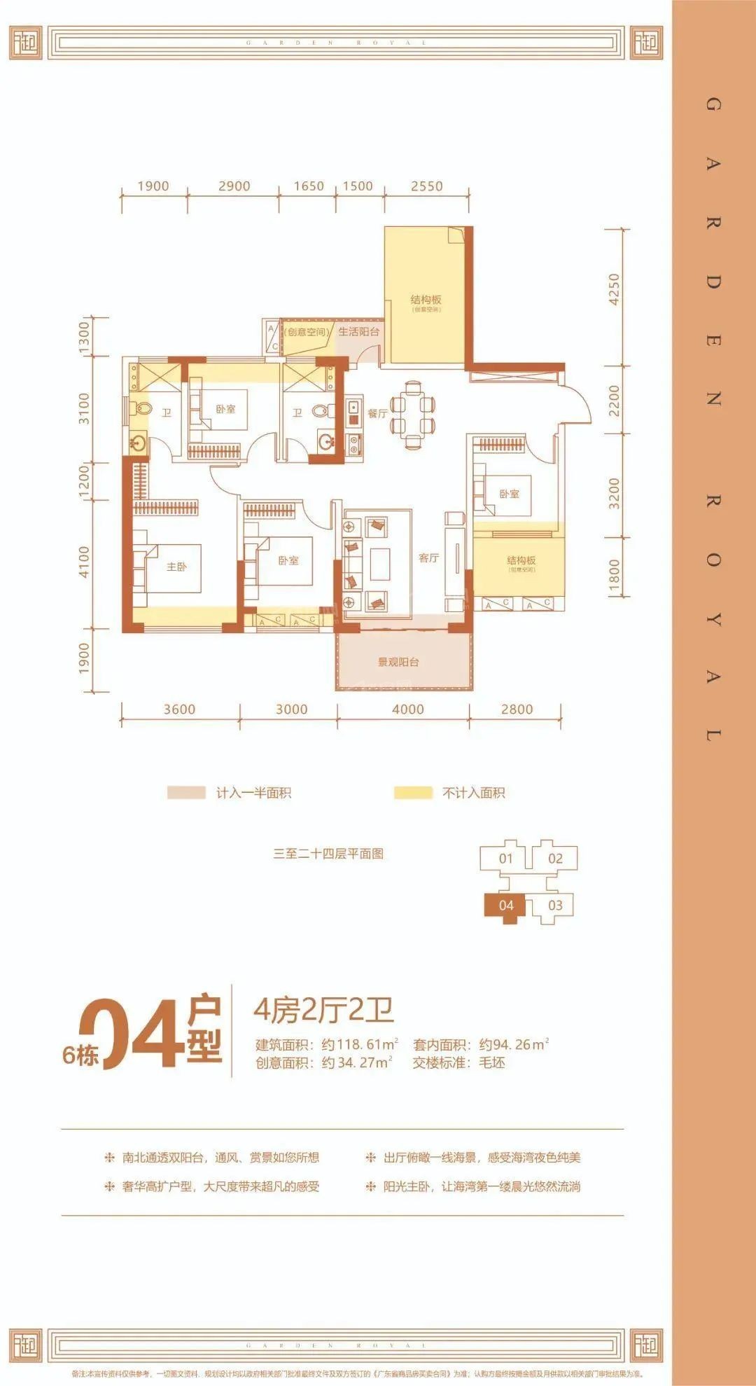 湛江御景鸿庭4室2厅2卫户型图-湛江楼盘网