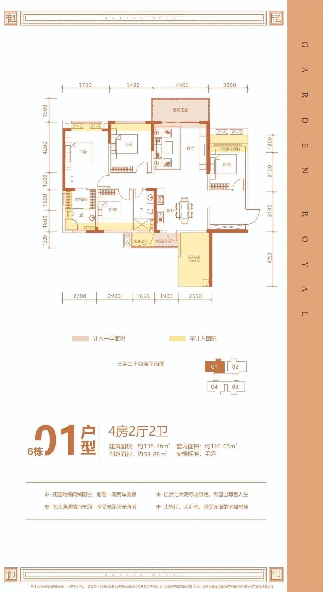 湛江御景鸿庭4室2厅2卫户型图-湛江楼盘网