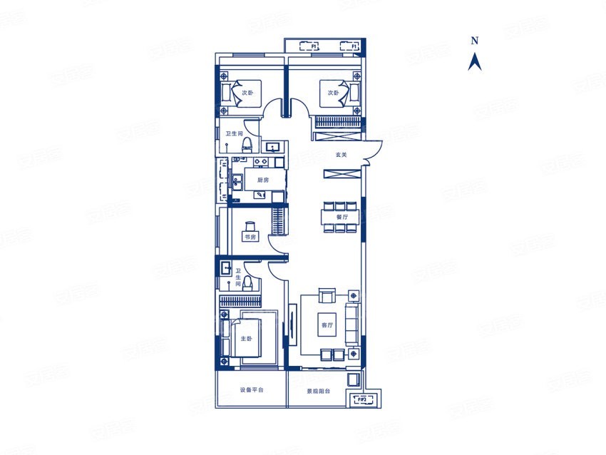 南阳南阳建业天玺4室2厅2卫户型图-南阳楼盘网