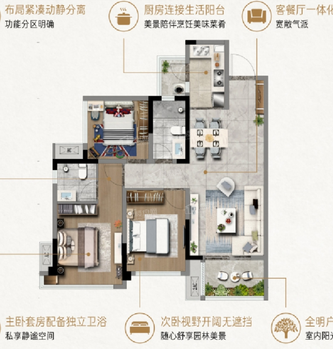 绵阳万为融信玺园3室2厅2卫户型图-绵阳楼盘网