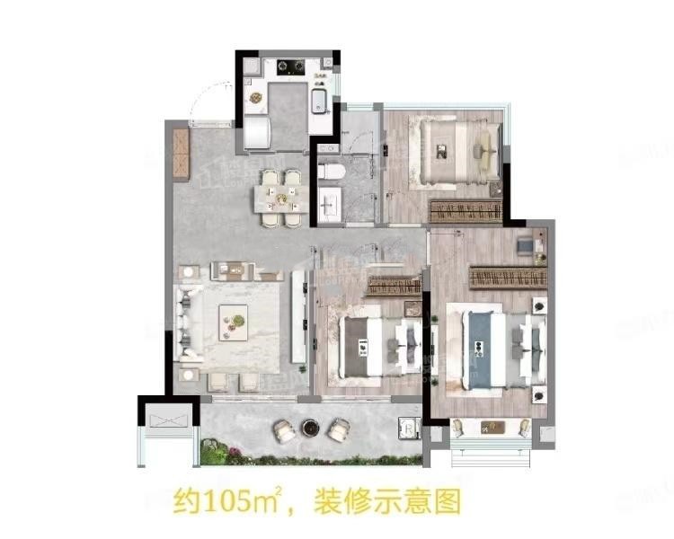 合肥龙湖光年世纪城3室2厅1卫户型图-合肥楼盘网