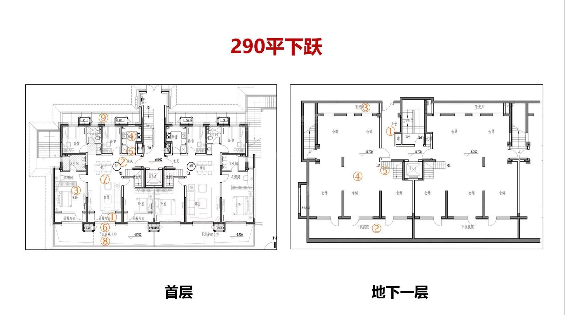 北京新房 顺义区楼盘 > 公园十七区公园十七区290平下跃户型图