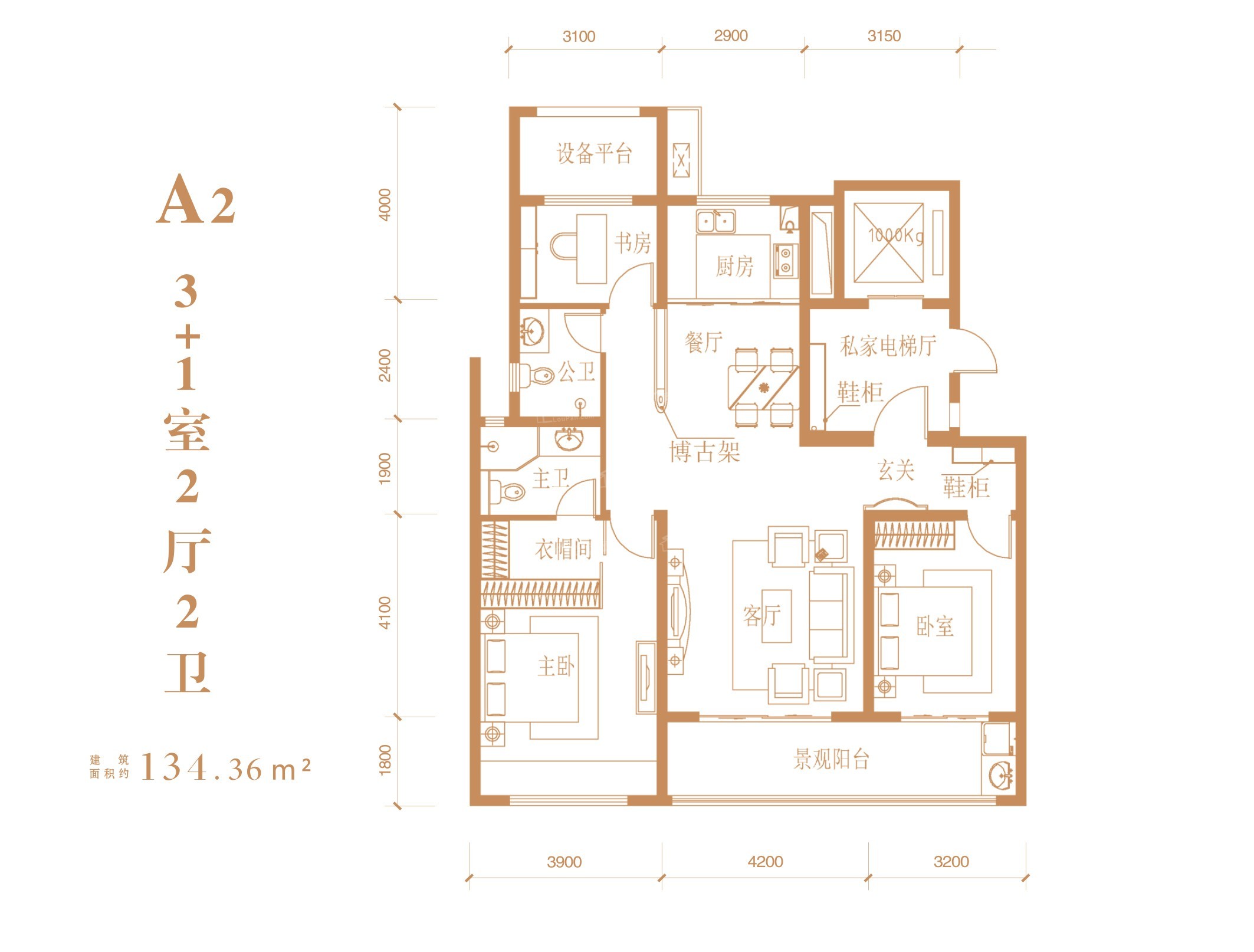 运城鑫马央玺3室2厅2卫户型图-运城楼盘网