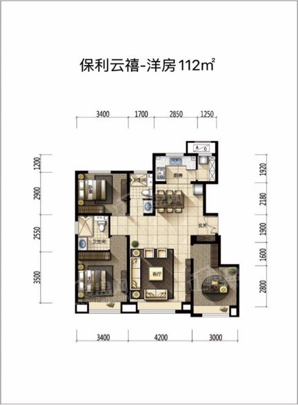 天津保利云禧3室2厅2卫户型图-天津楼盘网