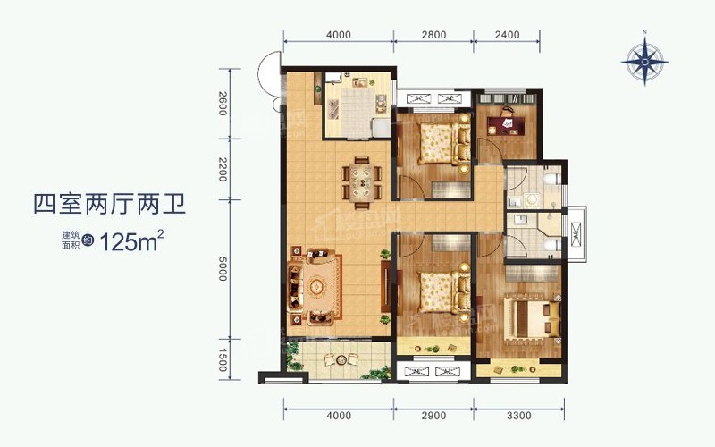 周口华耀首府4室2厅2卫户型图-周口楼盘网