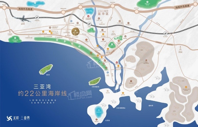 地处三亚城市"商务轴"与"滨海带"交接的cbd海岸繁华新区中心位置,进可