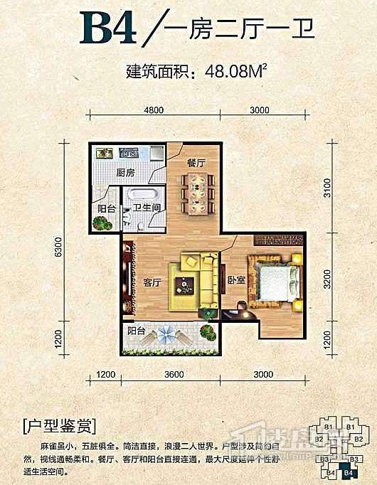 阳光金苑户型图 48㎡