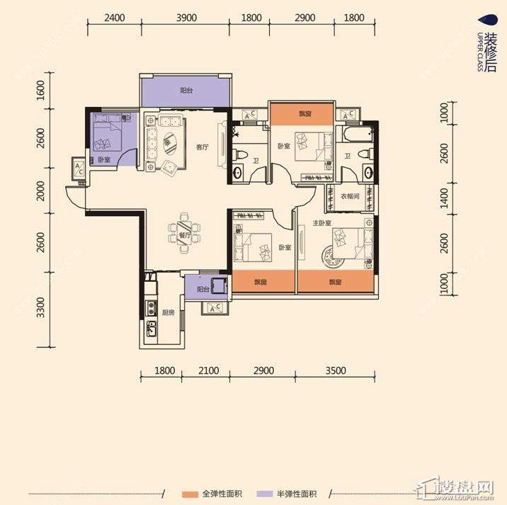 南宁云星钱隆江南3室2厅2卫户型图-南宁楼盘网