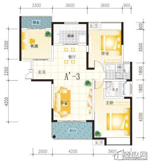 株洲学府港湾二期3室2厅2卫户型图-株洲楼盘网